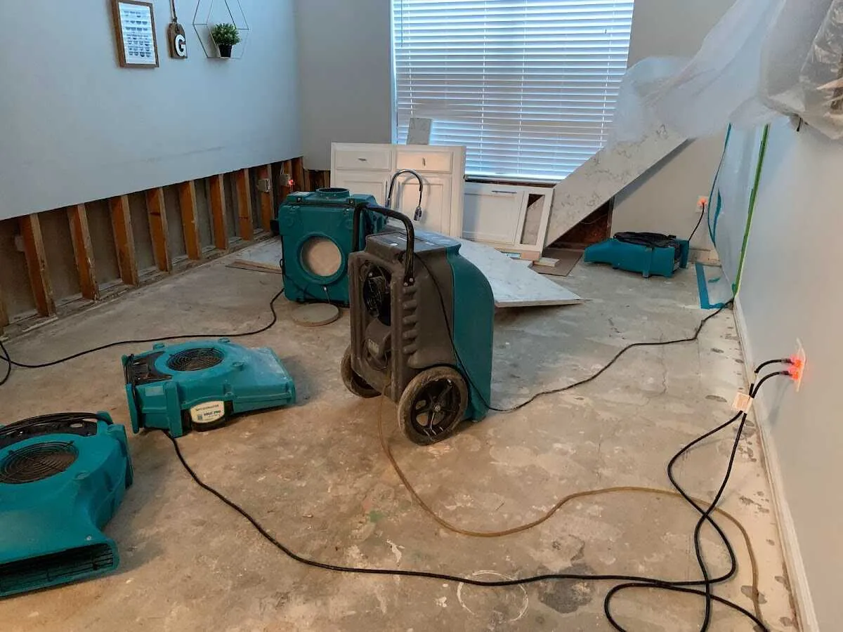 Dehumidifier in flood-cut room for Water Damage Restoration in Ste. Genevieve